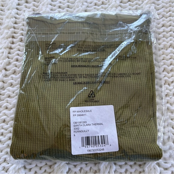 Free People Santa Clara Thermal Tee Ferngully Size L NWT - Picture 5 of 8